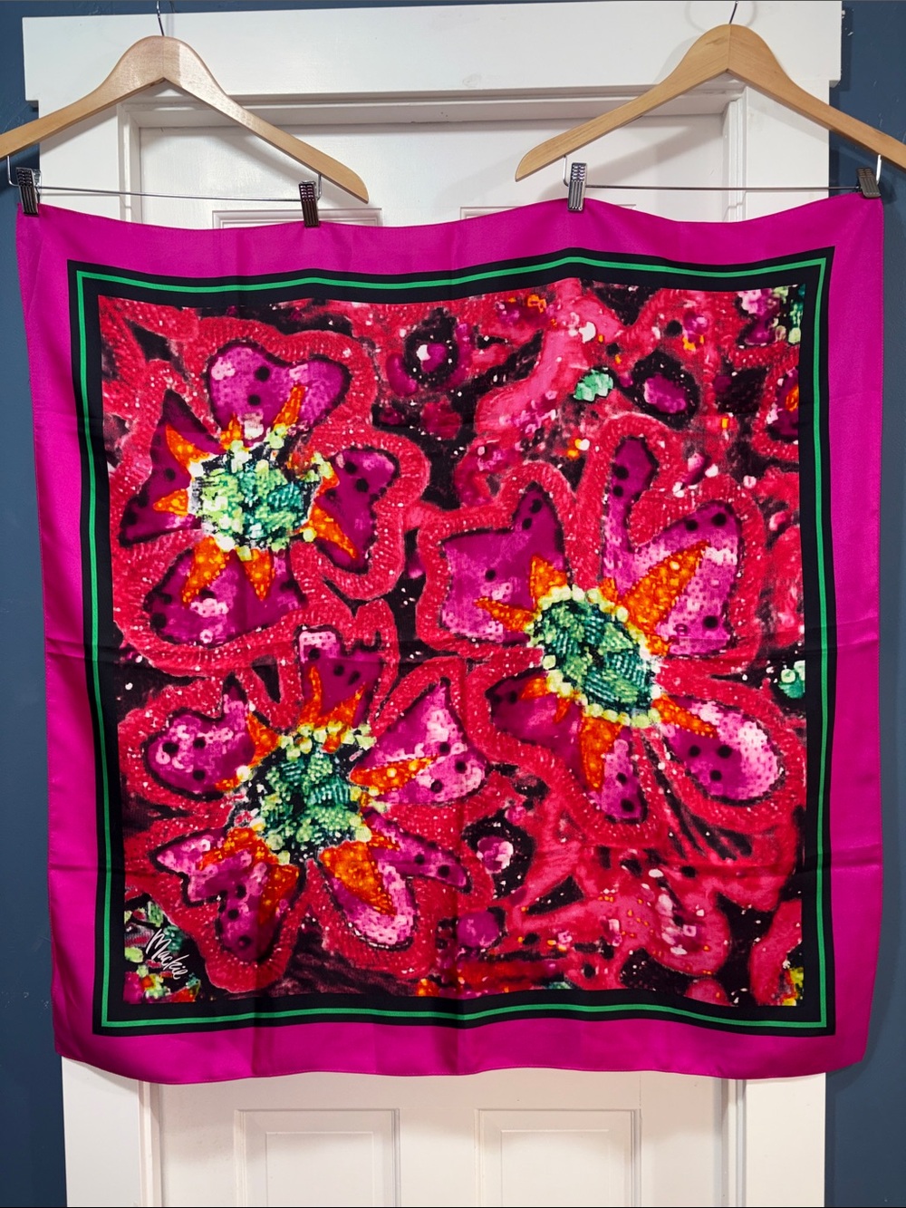 Bob Mackie Bright Floral Silk Scarf